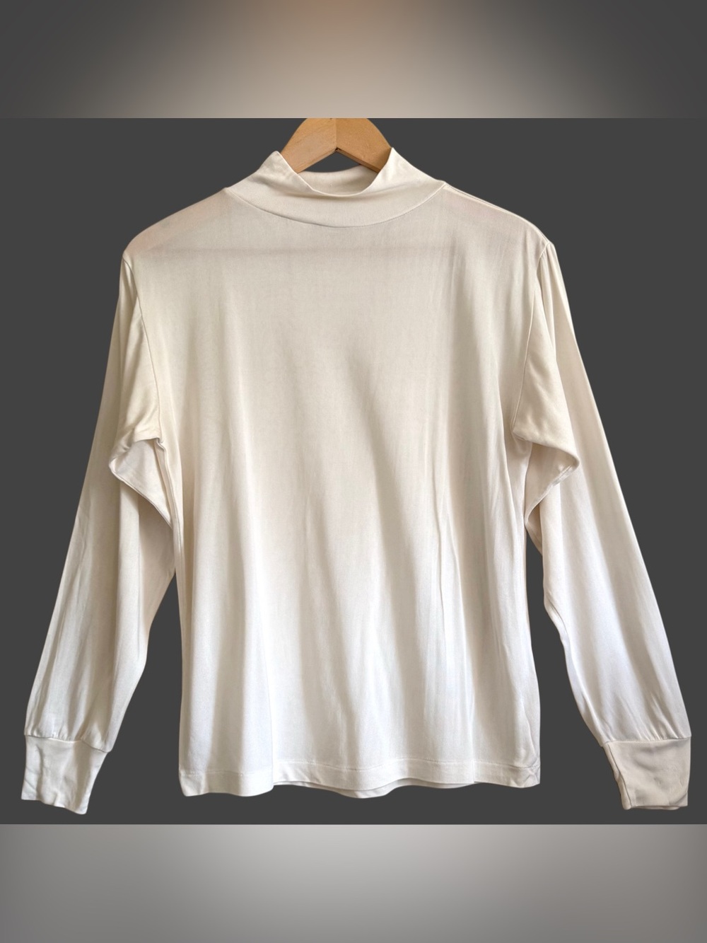 WinterSilks 100% Pure Silk Preppy Lightweight Mock-Neck City-Chic Knit Top Sz L